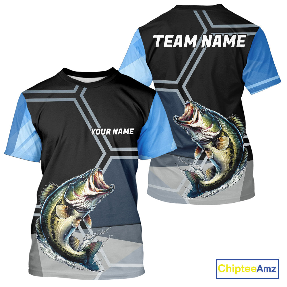 Black and Blue Bass Fishing custom Largemouth Bass Performance Long Sleeve sun protection
