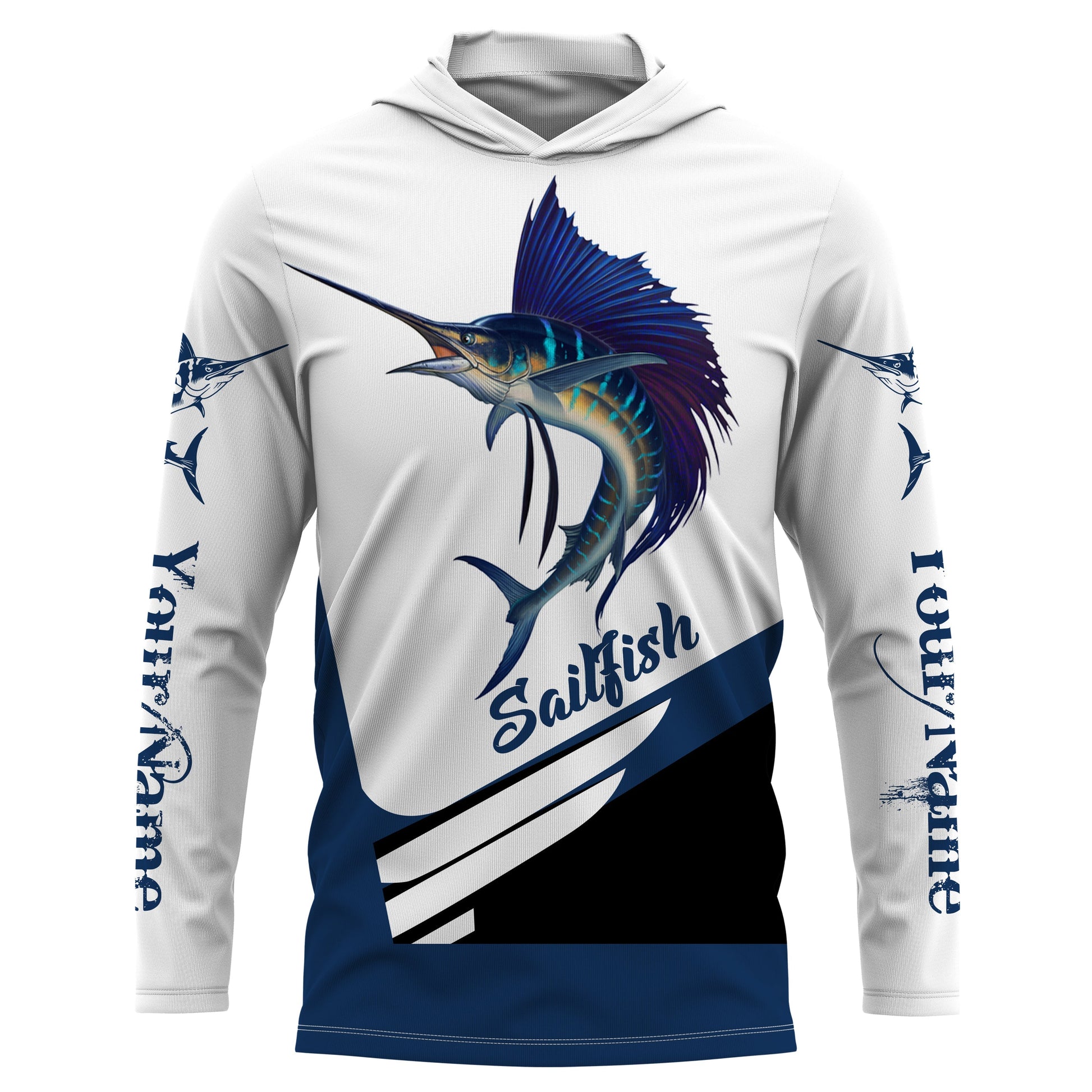 Sailfish fishing saltwater sportfishing Custom Name UV protection UPF 30+ fishing NQS3013