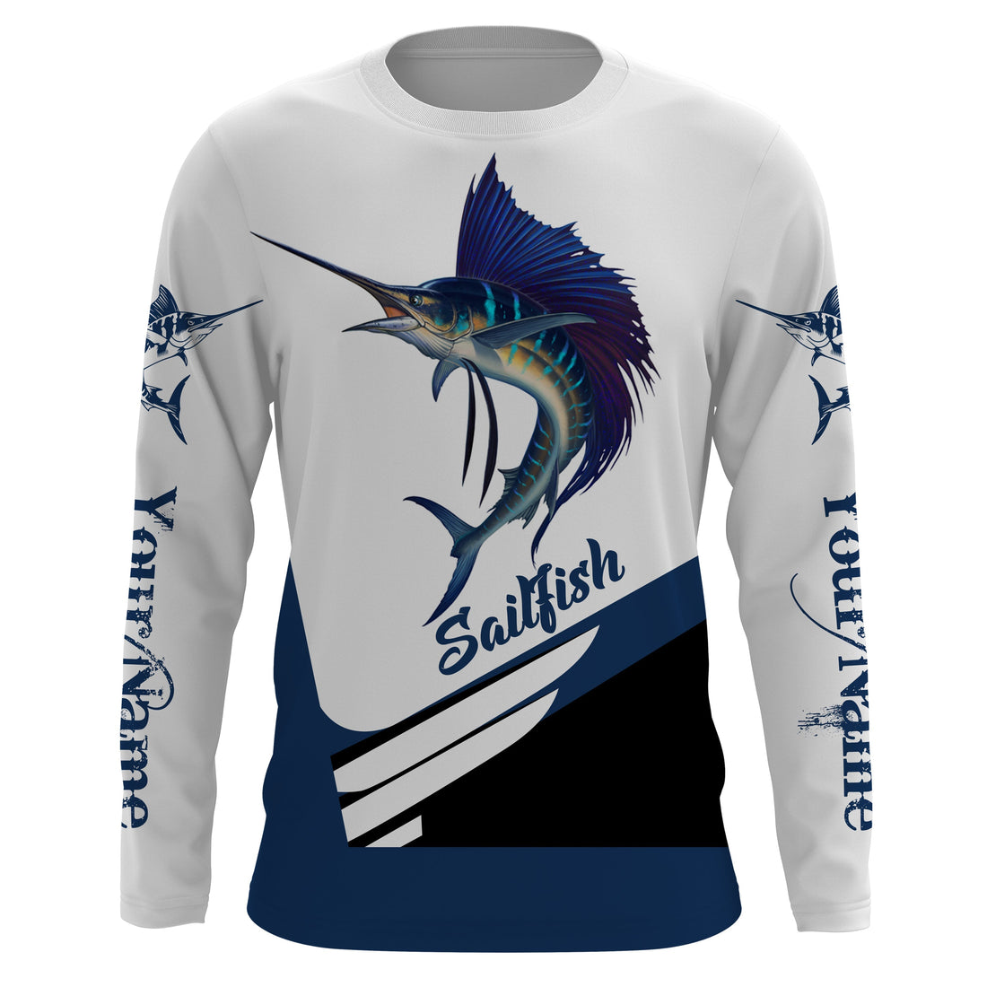 Sailfish fishing saltwater sportfishing Custom Name UV protection UPF 30+ fishing NQS3013