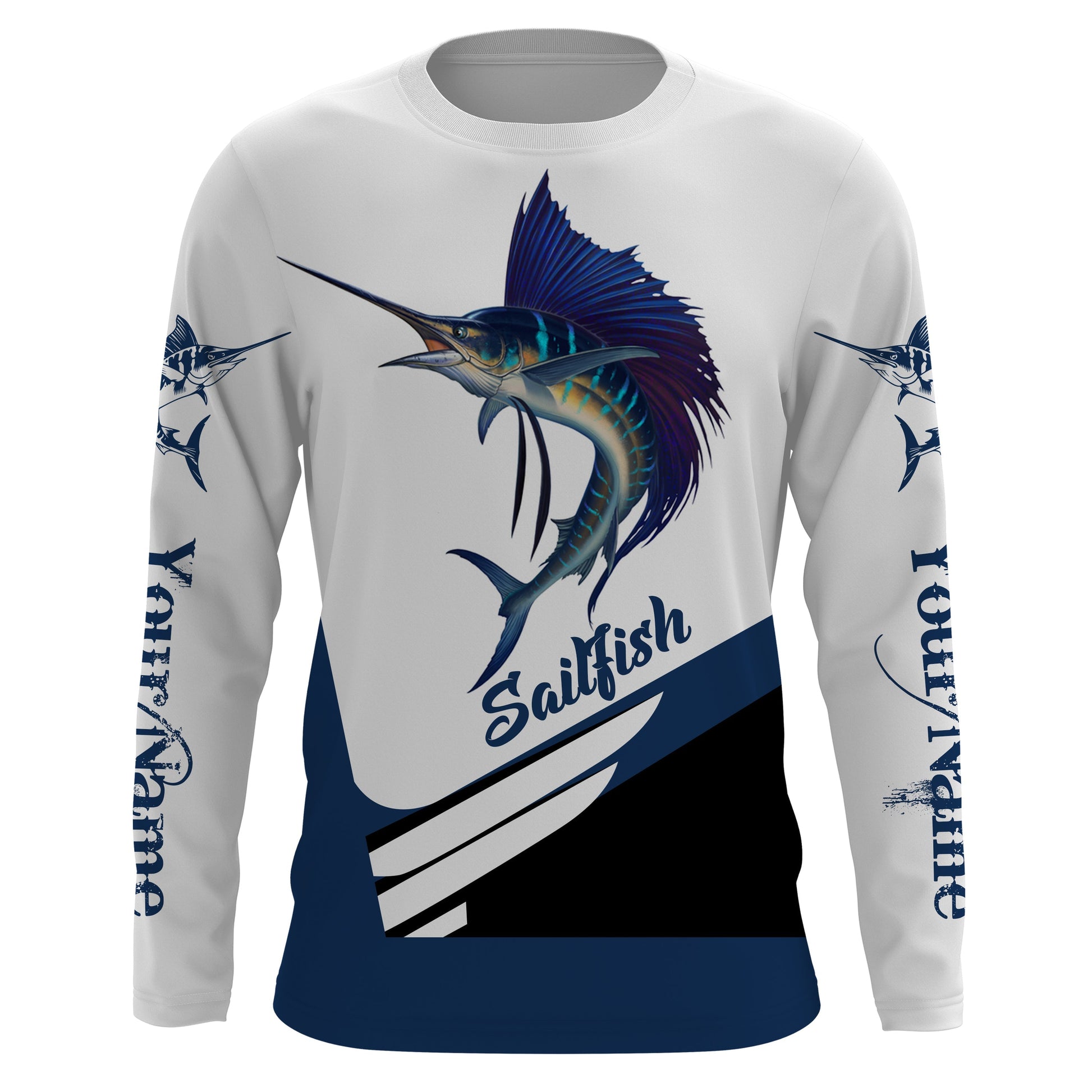 Sailfish fishing saltwater sportfishing Custom Name UV protection UPF 30+ fishing NQS3013