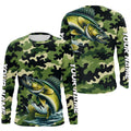 Black Green camo Walleye fishing Custom Long Sleeve Tournament Fishing, Walleye fishing NQS7553