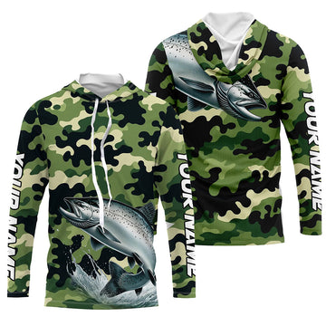 Black Green camo Chinook salmon fishing Custom Long Sleeve Tournament performance Fishing NQS7555