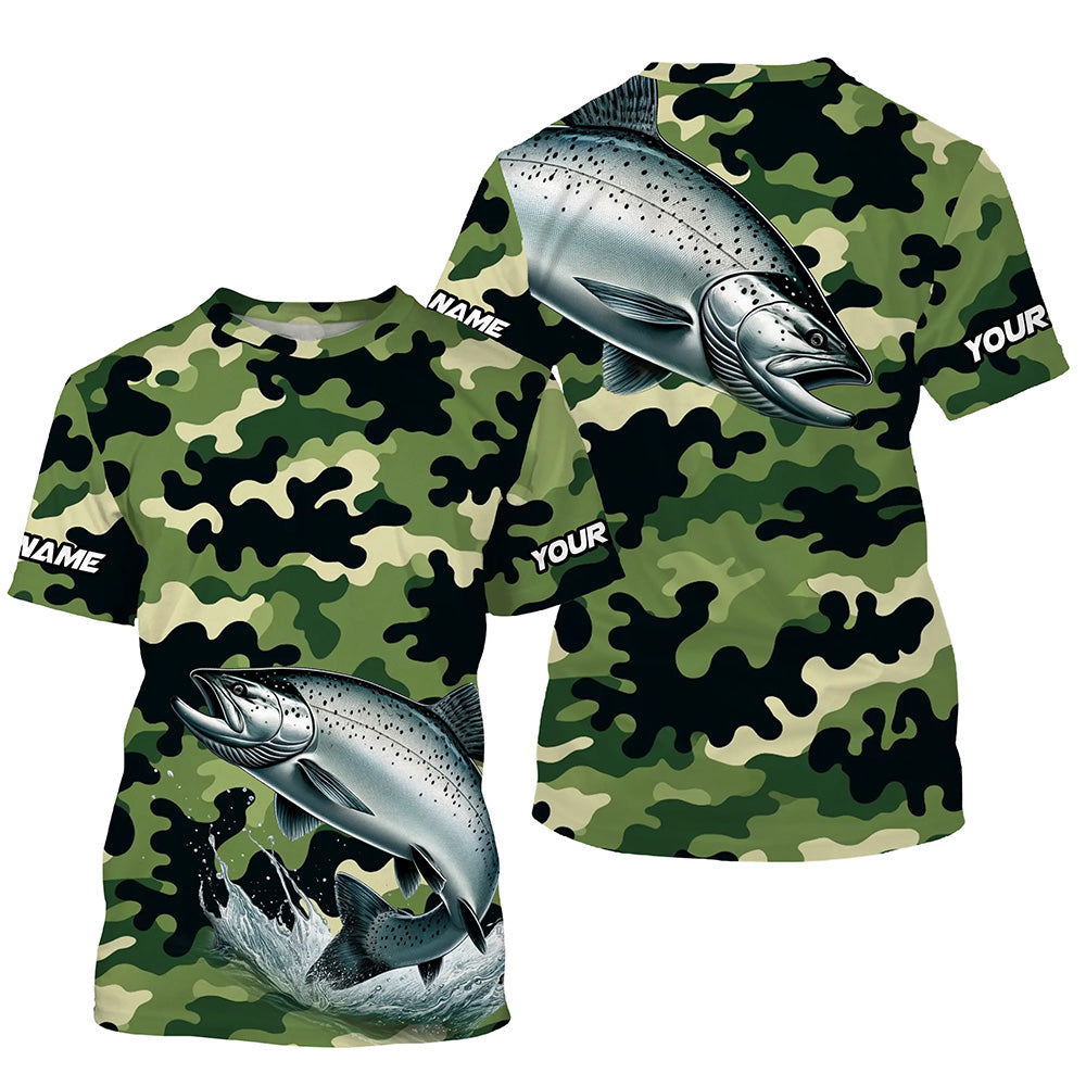 Black Green camo Chinook salmon fishing Custom Long Sleeve Tournament performance Fishing NQS7555