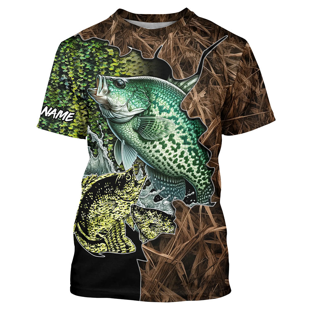 Crappie fishing camo Long Sleeve Fishing tournament customize name NQS2148