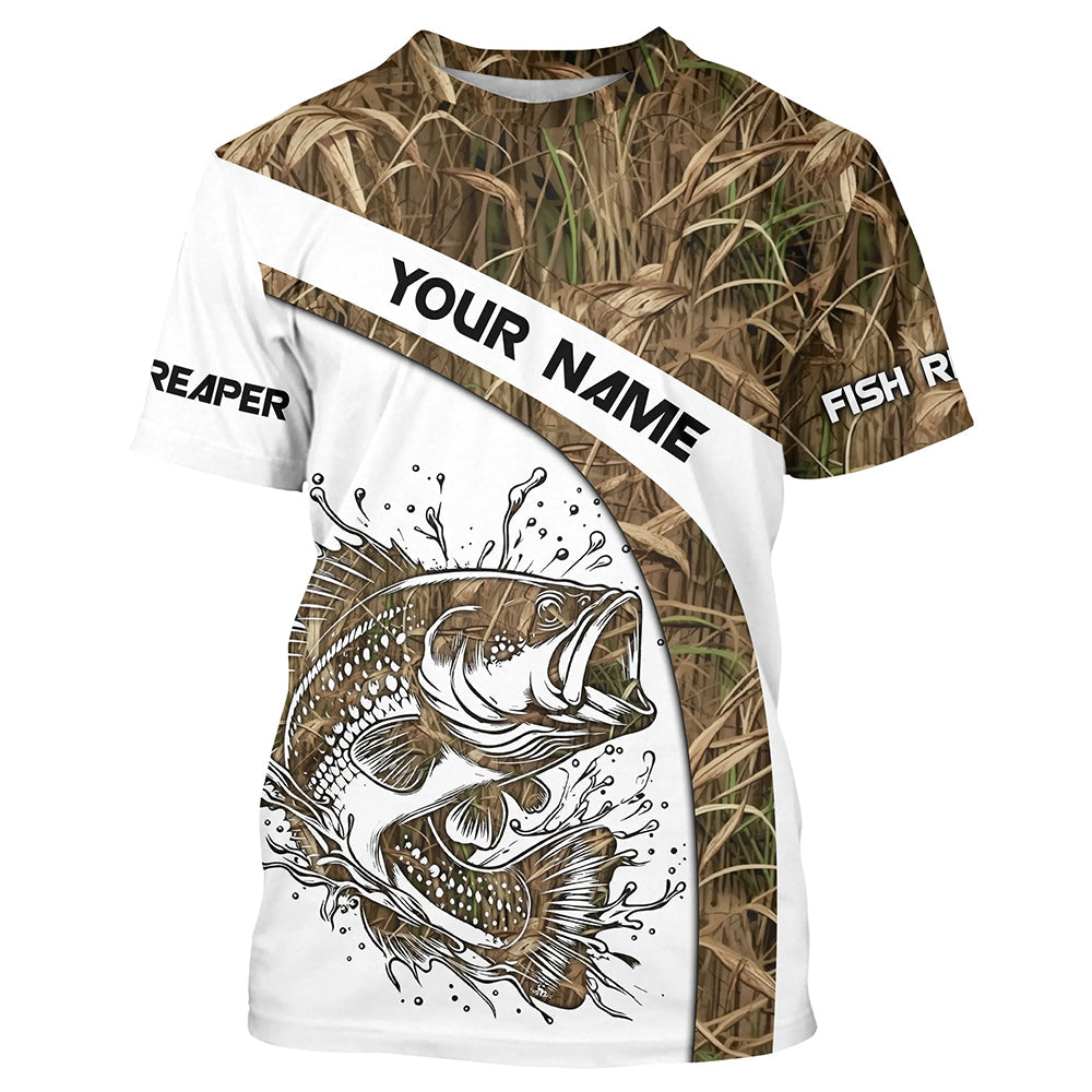 Largemouth Bass Fishing Tattoo camouflage UV protection Custom name long sleeves fishing apparel NQS764