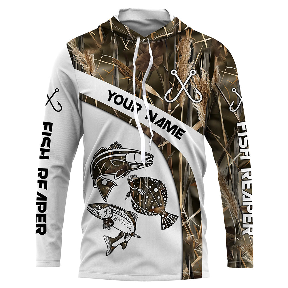 Beautiful Texas Slam Fishing Camo Redfish, Speckled Trout, Flounder Custom long sleeve Fishing NQS765