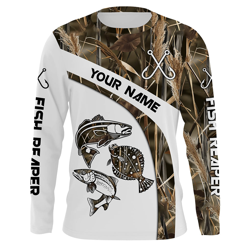 Beautiful Texas Slam Fishing Camo Redfish, Speckled Trout, Flounder Custom long sleeve Fishing NQS765