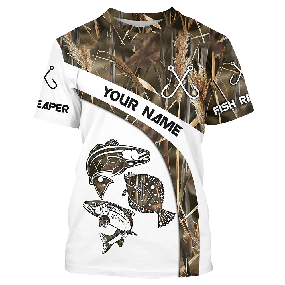 Beautiful Texas Slam Fishing Camo Redfish, Speckled Trout, Flounder Custom long sleeve Fishing NQS765