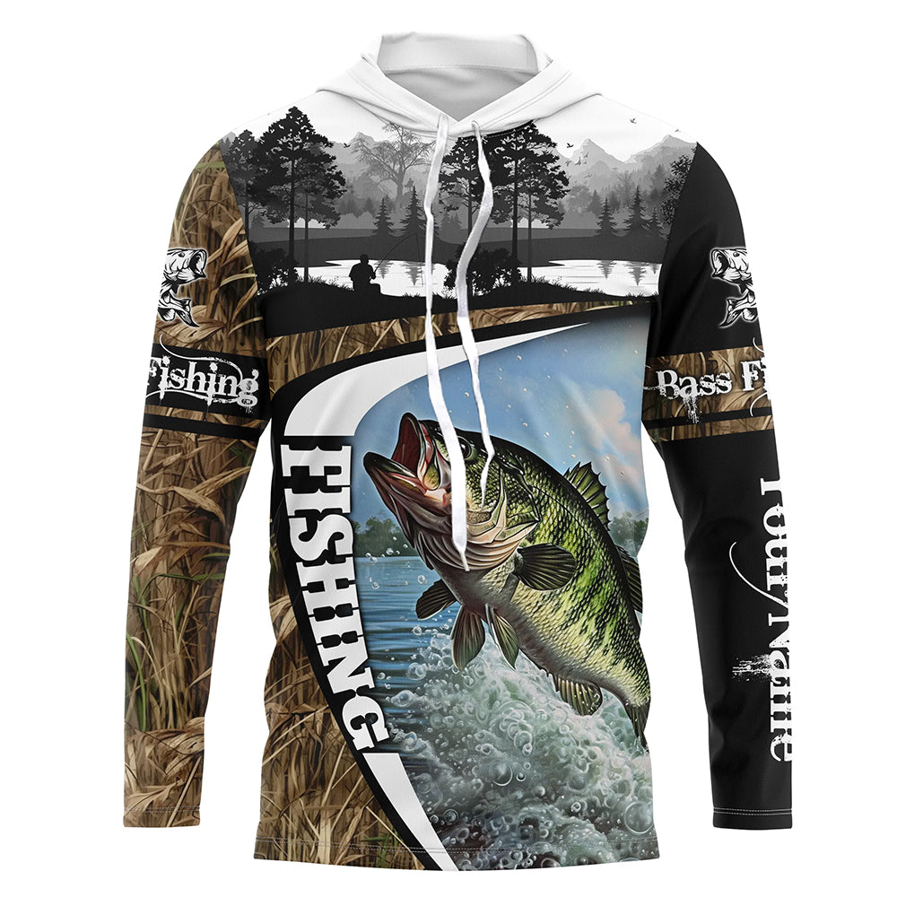 Largemouth bass fishing camo Custom UV protection long sleeves fishing, fishing gifts NQS921