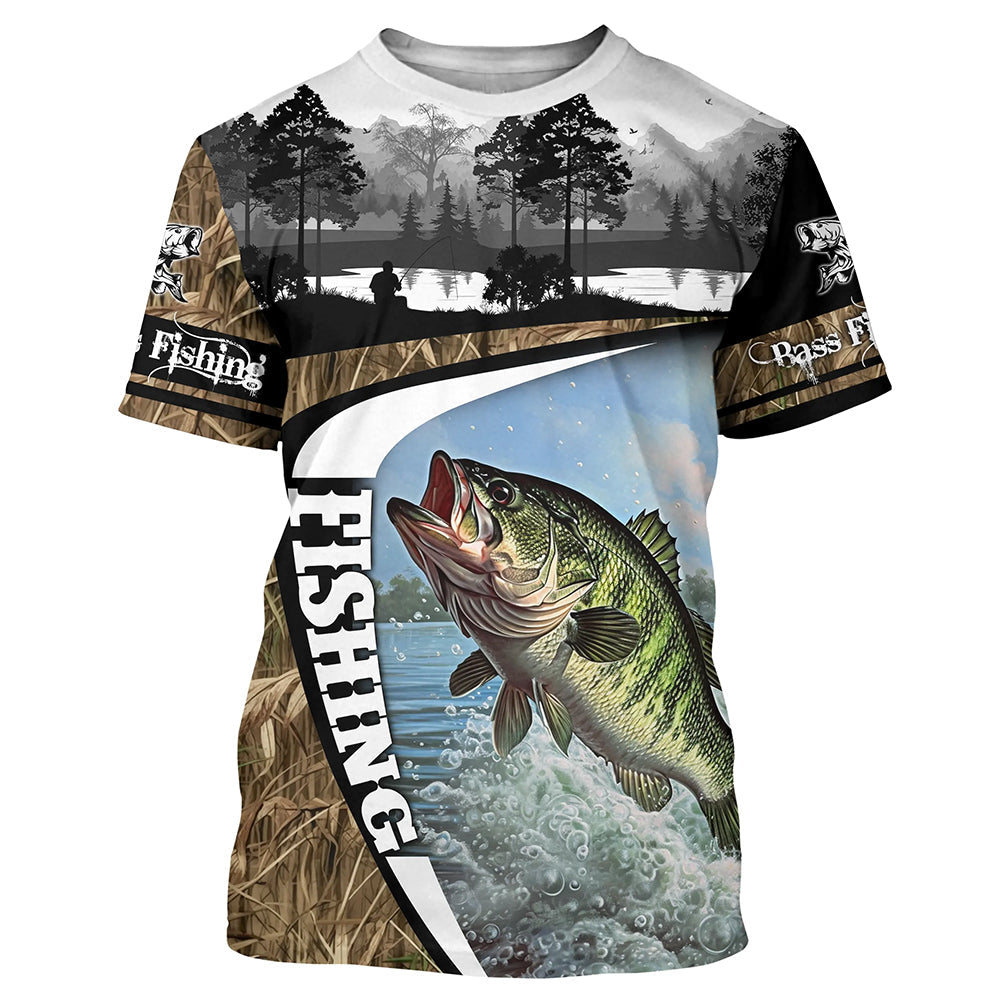 Largemouth bass fishing camo Custom UV protection long sleeves fishing, fishing gifts NQS921