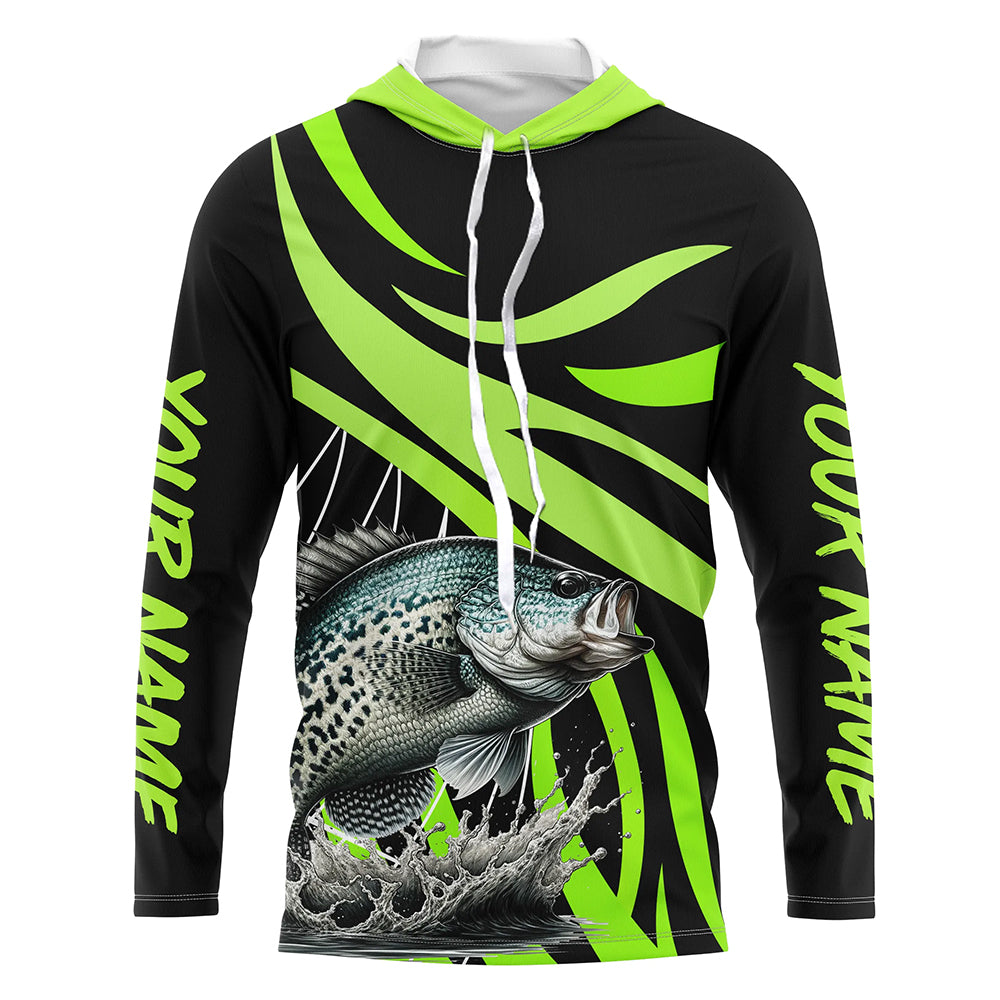 Personalized Crappie Long Sleeve Fishing, Crappie Tournament Fishing | Green NQS7391