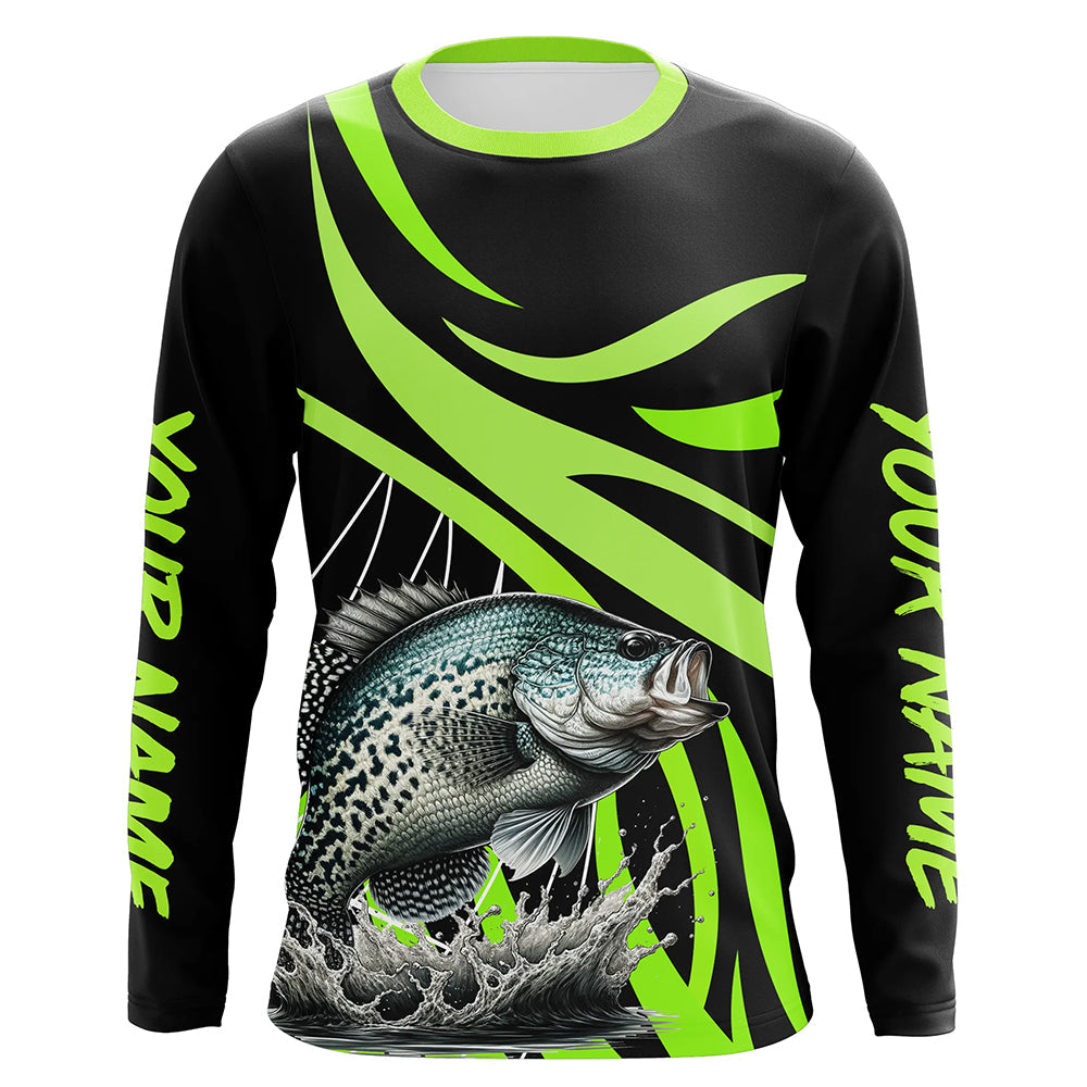 Personalized Crappie Long Sleeve Fishing, Crappie Tournament Fishing | Green NQS7391