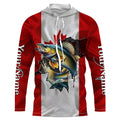 Walleye fishing Canadian flag patriot UV protection Customize name long sleeves fishing NQS7572