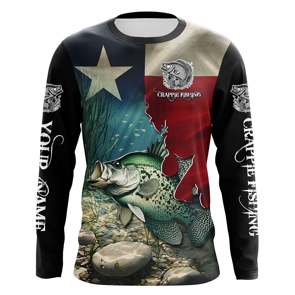 Crappie Fishing 3D Texas Flag Patriotic Customize name Texas Crappie Fishing NQS531