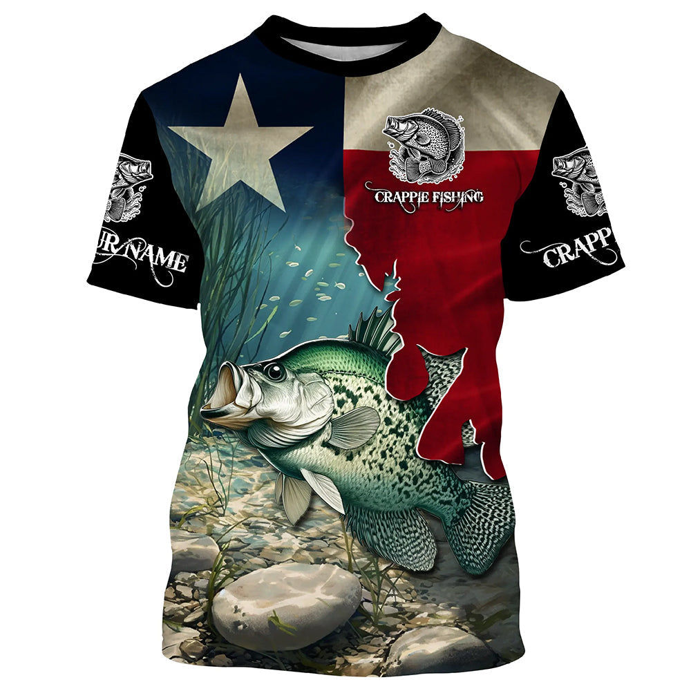 Crappie Fishing 3D Texas Flag Patriotic Customize name Texas Crappie Fishing NQS531
