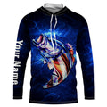 American flag Largemouth Bass Fishing blue galaxy background Custom name UV protection fishing NQS782