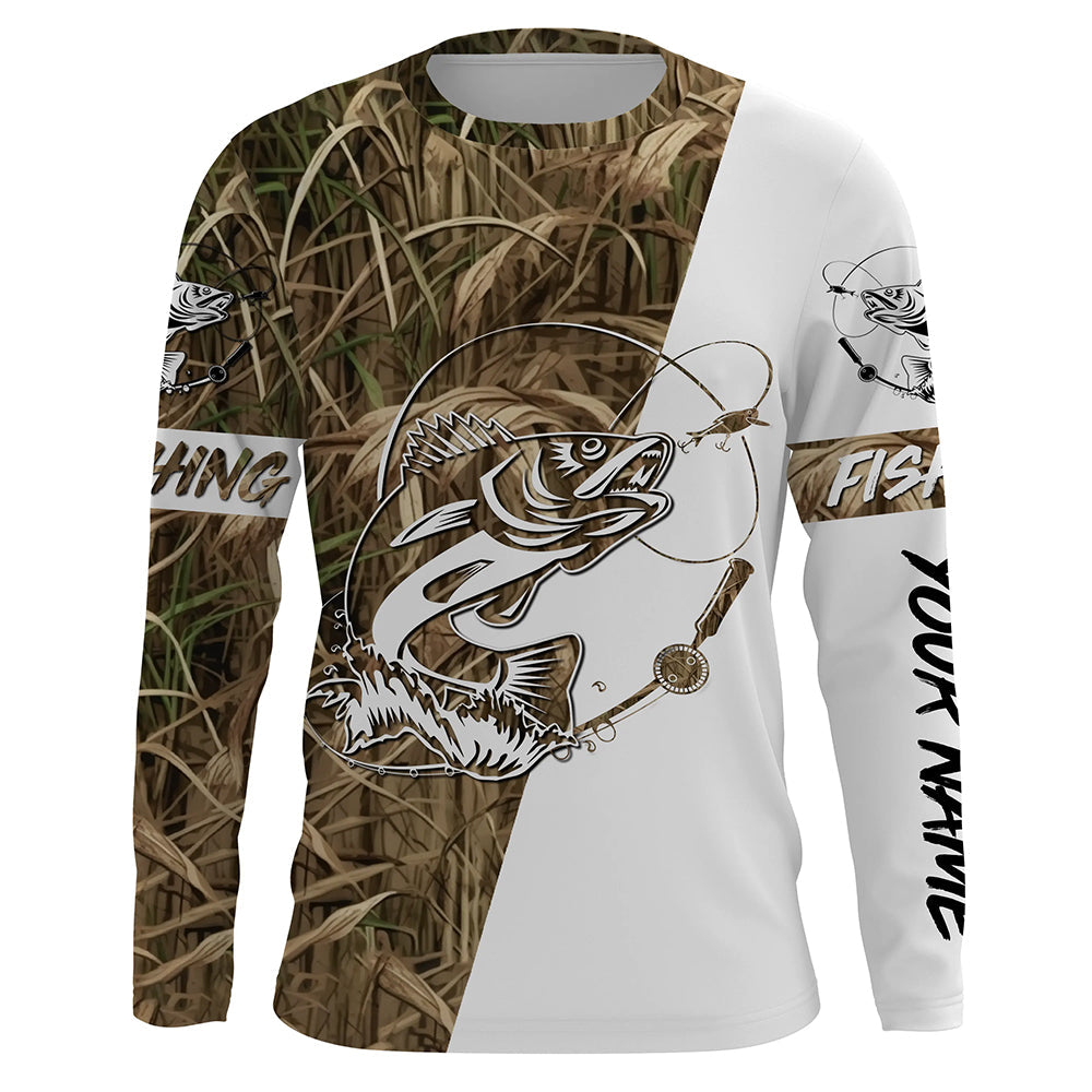 Walleye fishing custom name performance long sleeves fishing UV protection NQS654