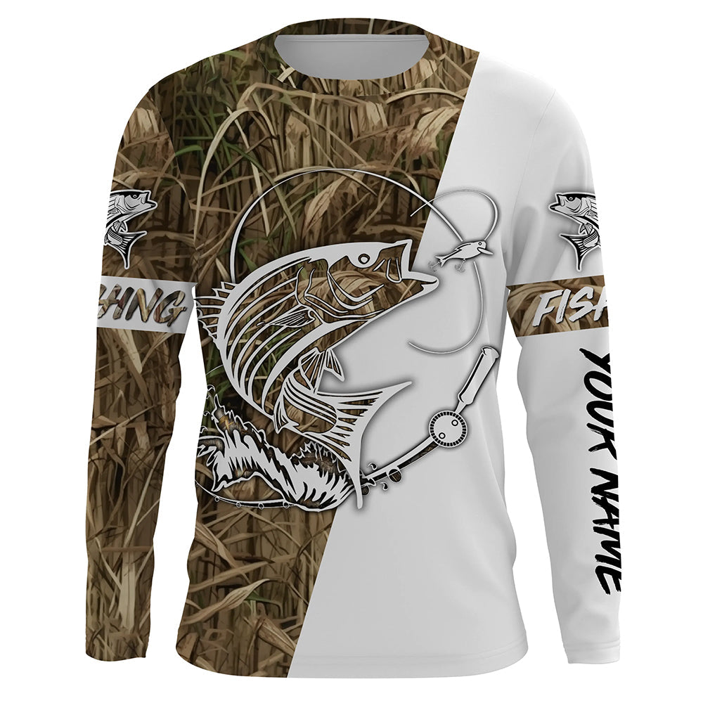 Striped bass Fishing tattoo performance custom fishing UV protection NQS655