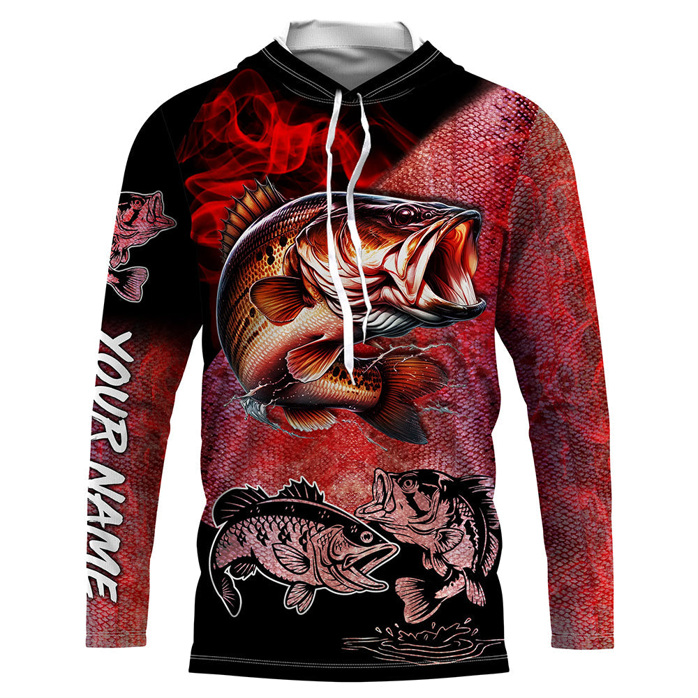 Bass Fishing UV protection customize name long sleeves fishing | Red NQS661