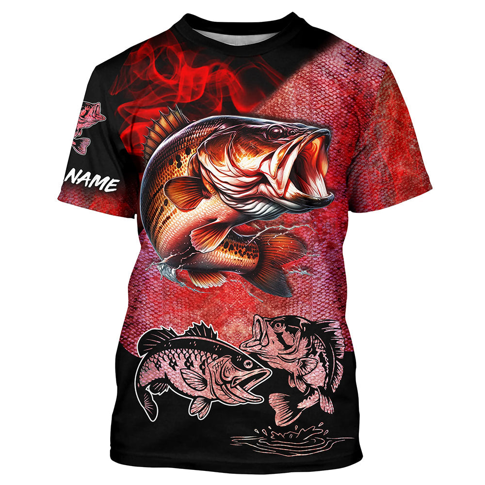 Bass Fishing UV protection customize name long sleeves fishing | Red NQS661