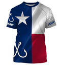 TX Fishing 3D Fish Hook Texas Flag UV protection custom long sleeves UPF 30+ personalized fishing apparel gifts - NQS2284