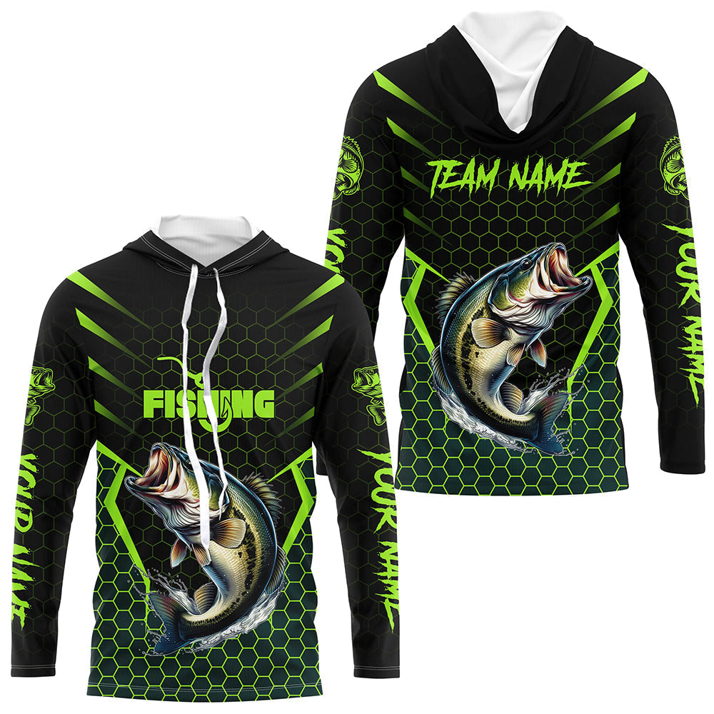 Black and Green Largemouth Bass Fishing Custom team name UV protection long sleeves fishing NQS9311