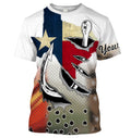 Texas Slam Redfish, Trout, Flounder fish hook Custom Texas patriotic, Long Sleeve performance Fishing NQS2048
