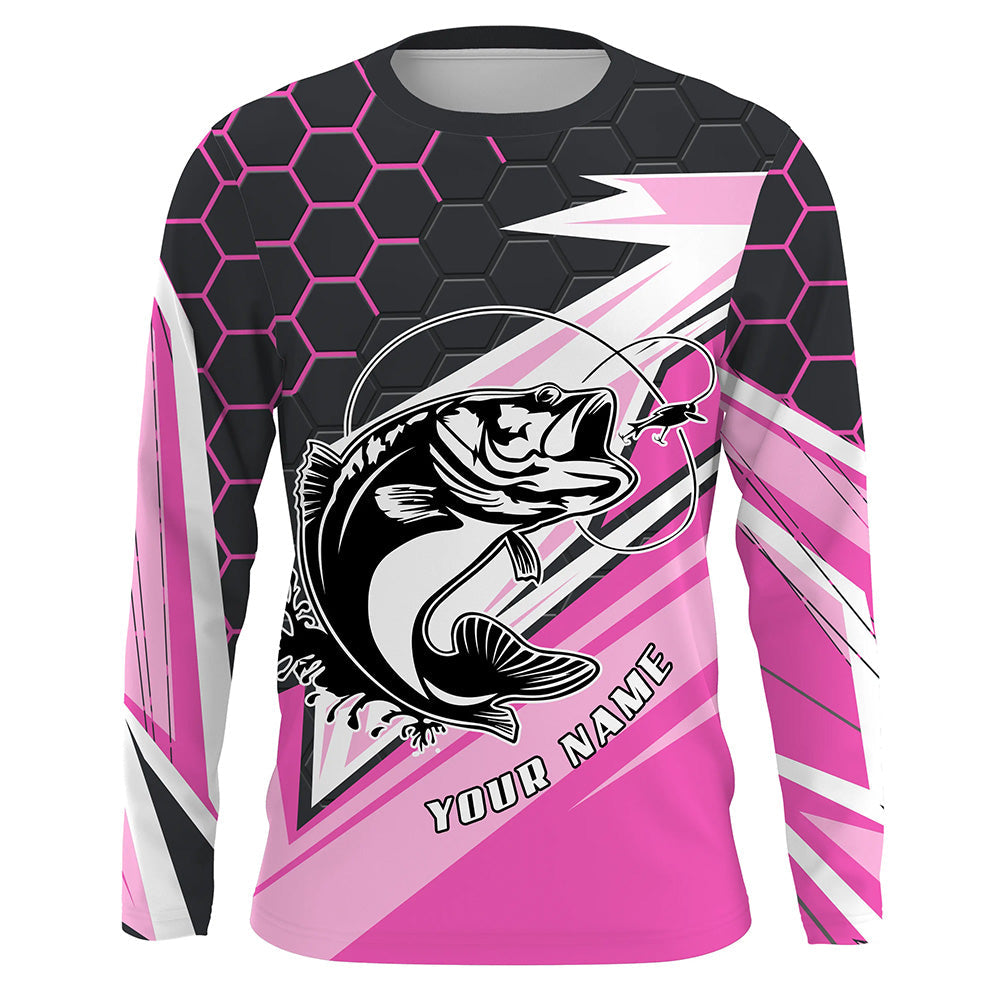 Largemouth Bass Fishing tattoo Customize UV protection long sleeves fishing, Bass pink NQS5860