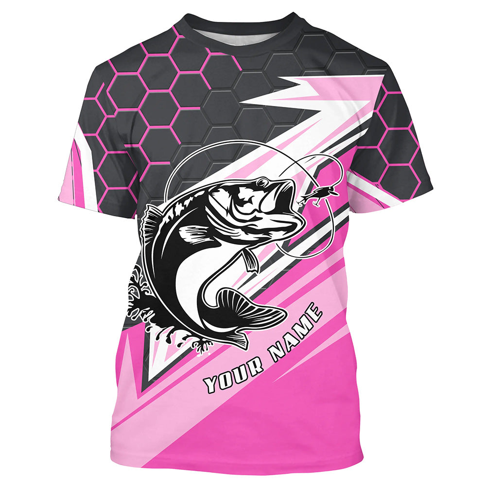 Largemouth Bass Fishing tattoo Customize UV protection long sleeves fishing, Bass pink NQS5860
