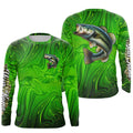 Bass fishing green camo customize name performance long sleeves Fishing, women, kid NQS6061