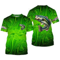 Bass fishing green camo customize name performance long sleeves Fishing, women, kid NQS6061