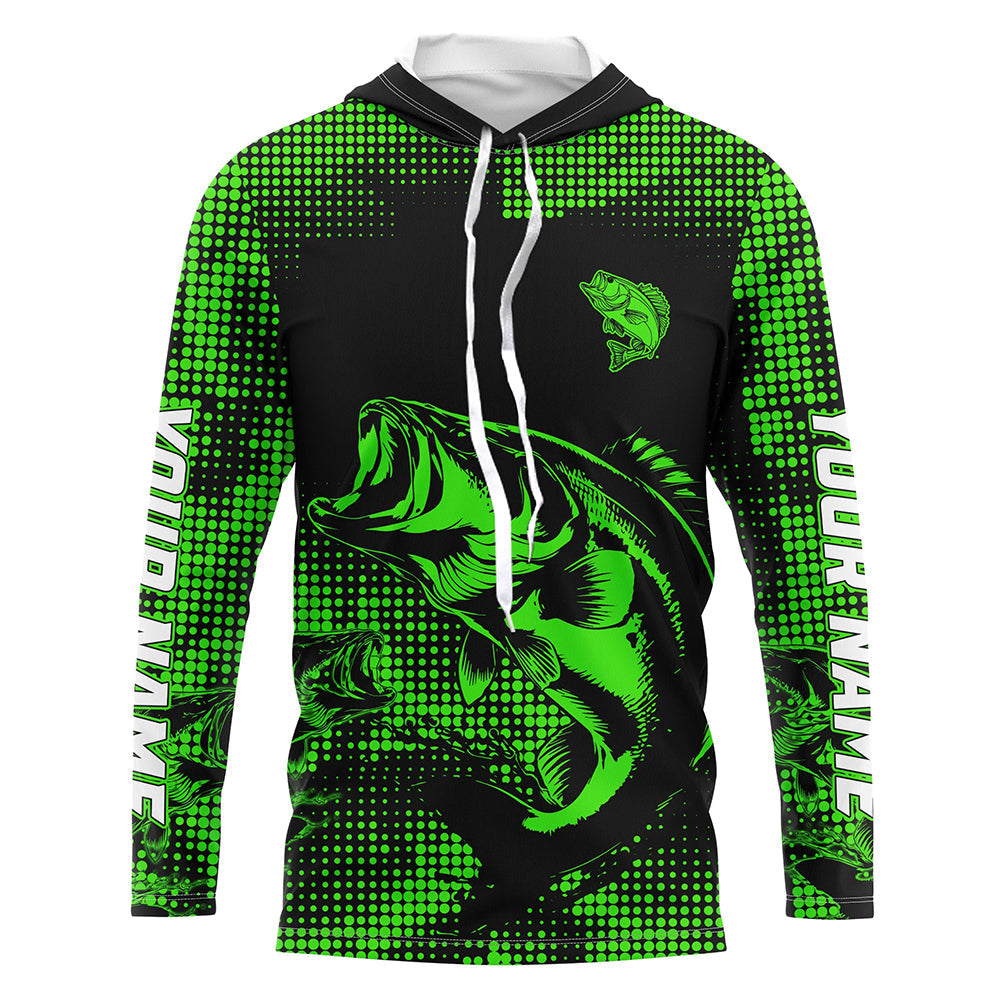 Largemouth Bass fishing Custom UV protection performance bass fishing tournament | Green NQS7236