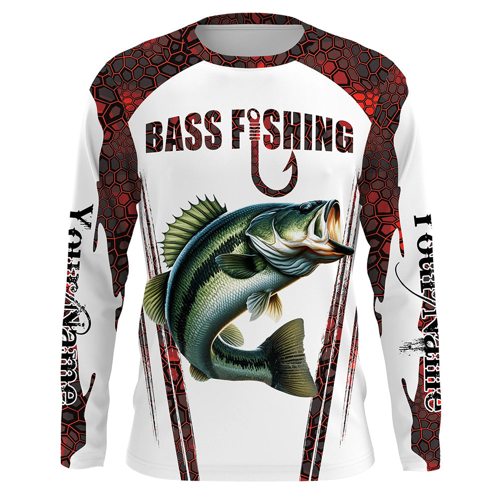 Bass fishing red camo Custom Name Funny Fishing Gift For Fisherman NQS5111