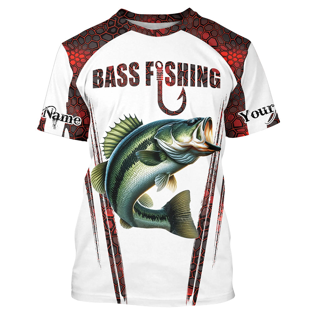 Bass fishing red camo Custom Name Funny Fishing Gift For Fisherman NQS5111