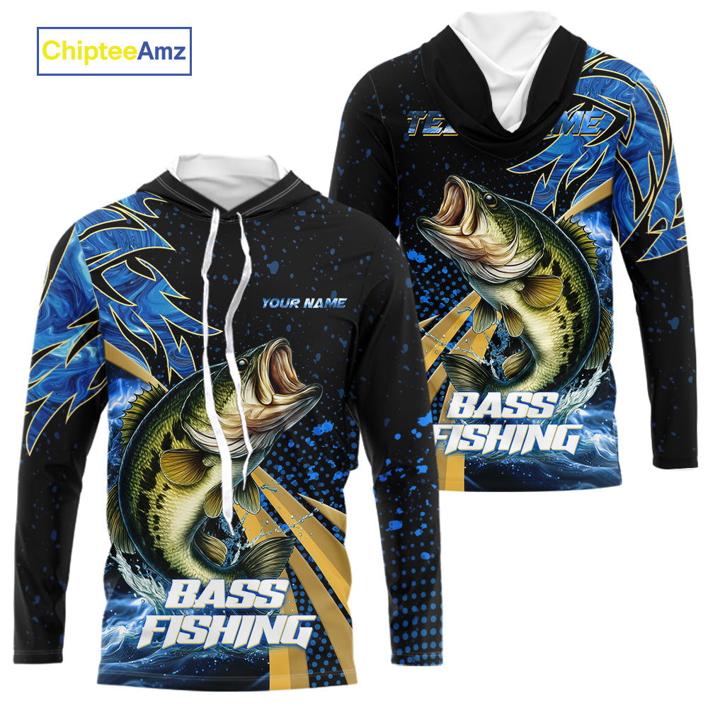 Blue Camo Largemouth Bass fishing Custom sun protection Bass fishing, custom fishing apparel NQS9931
