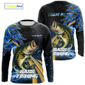Blue Camo Largemouth Bass fishing Custom sun protection Bass fishing, custom fishing apparel NQS9931