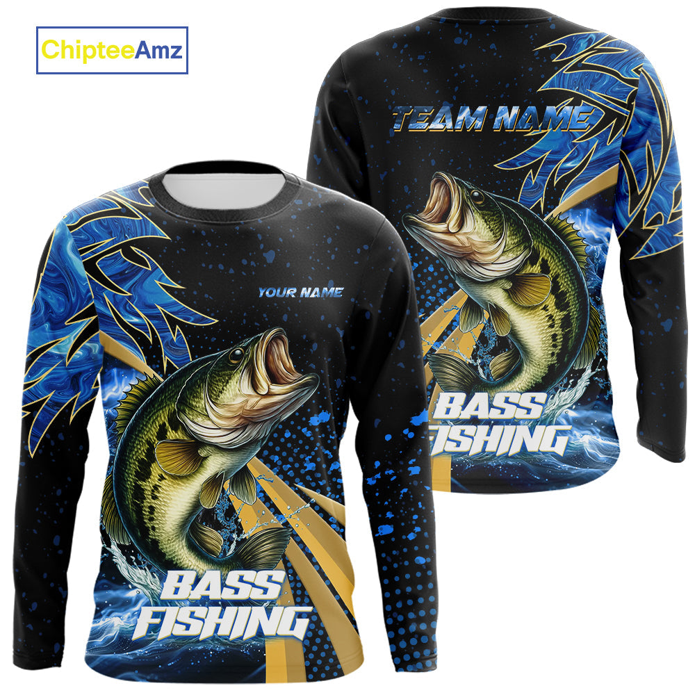 Blue Camo Largemouth Bass fishing Custom sun protection Bass fishing, custom fishing apparel NQS9931