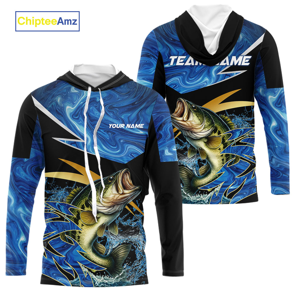 Largemouth Bass fishing Blue Camo Custom sun protection Bass fishing, Bass fishing apparel NQS9932