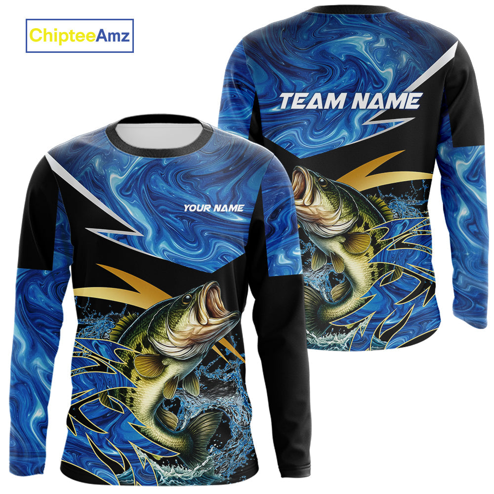 Largemouth Bass fishing Blue Camo Custom sun protection Bass fishing, Bass fishing apparel NQS9932