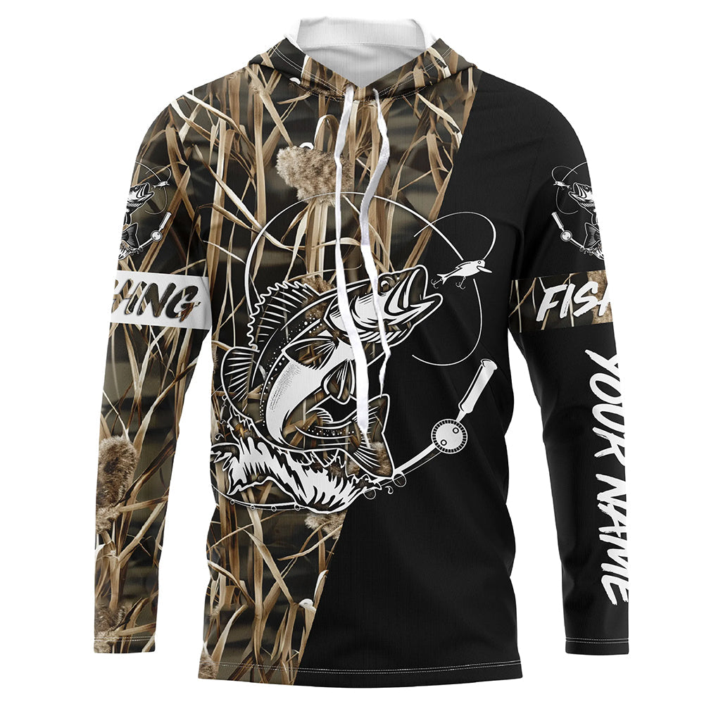 Walleye Fishing tattoo camo black version custom name performance fishing NQS923