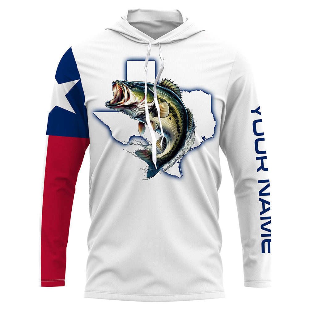 Texas Bass Fishing Texas Flag patriotic UV protection customize name long sleeves fishing NQS2326