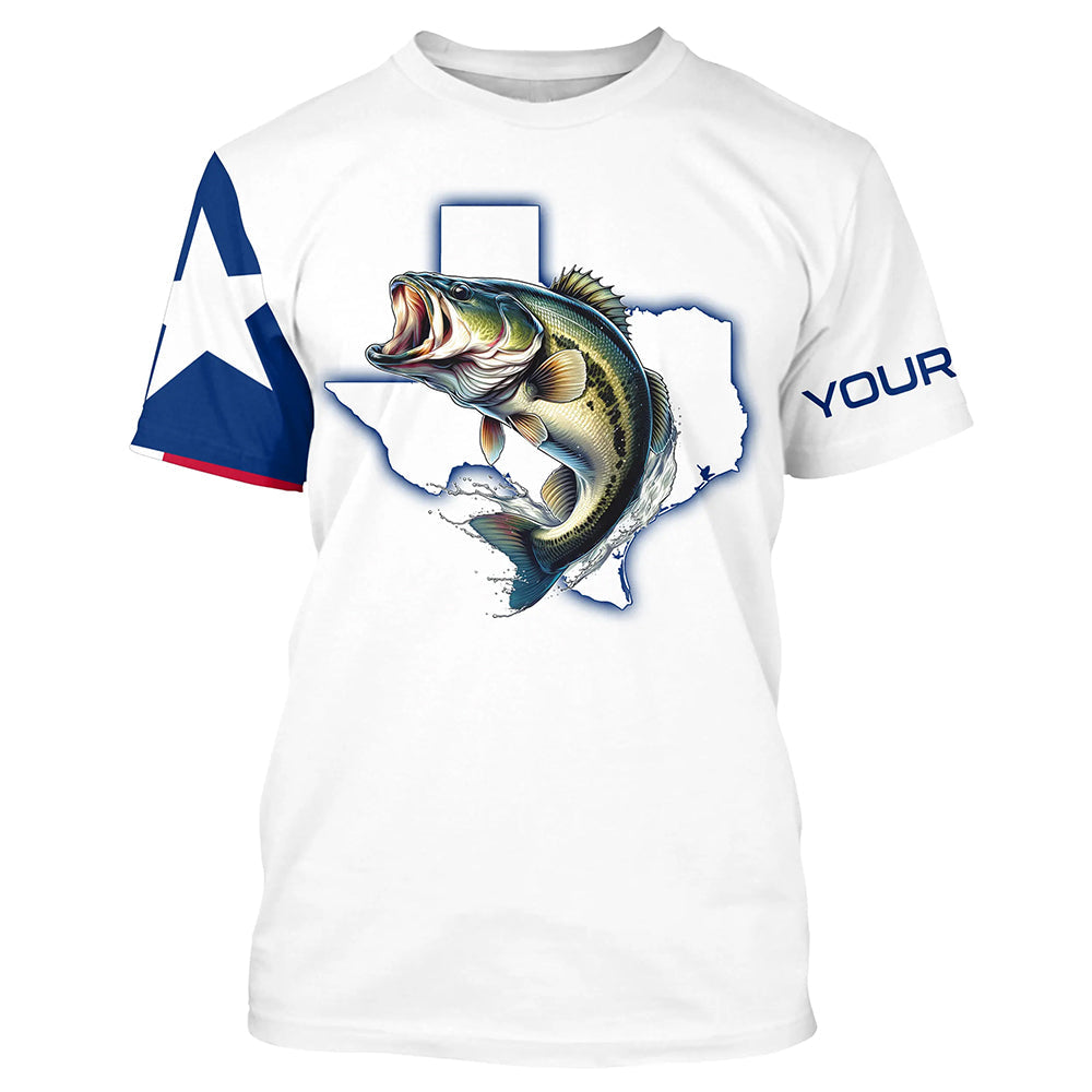 Texas Bass Fishing Texas Flag patriotic UV protection customize name long sleeves fishing NQS2326