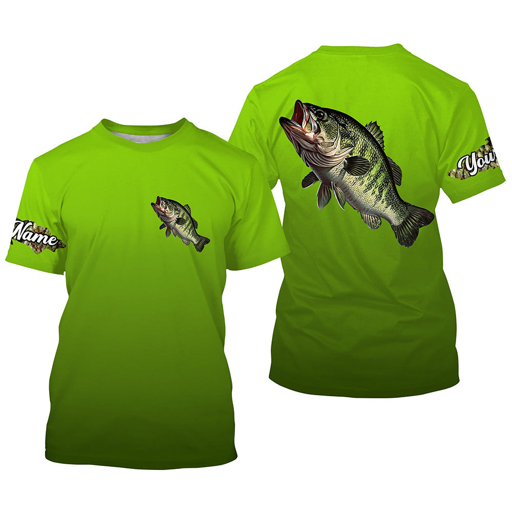 Largemouth bass fishing green scales Custom Name UV protection long sleeve fishing NQS3143