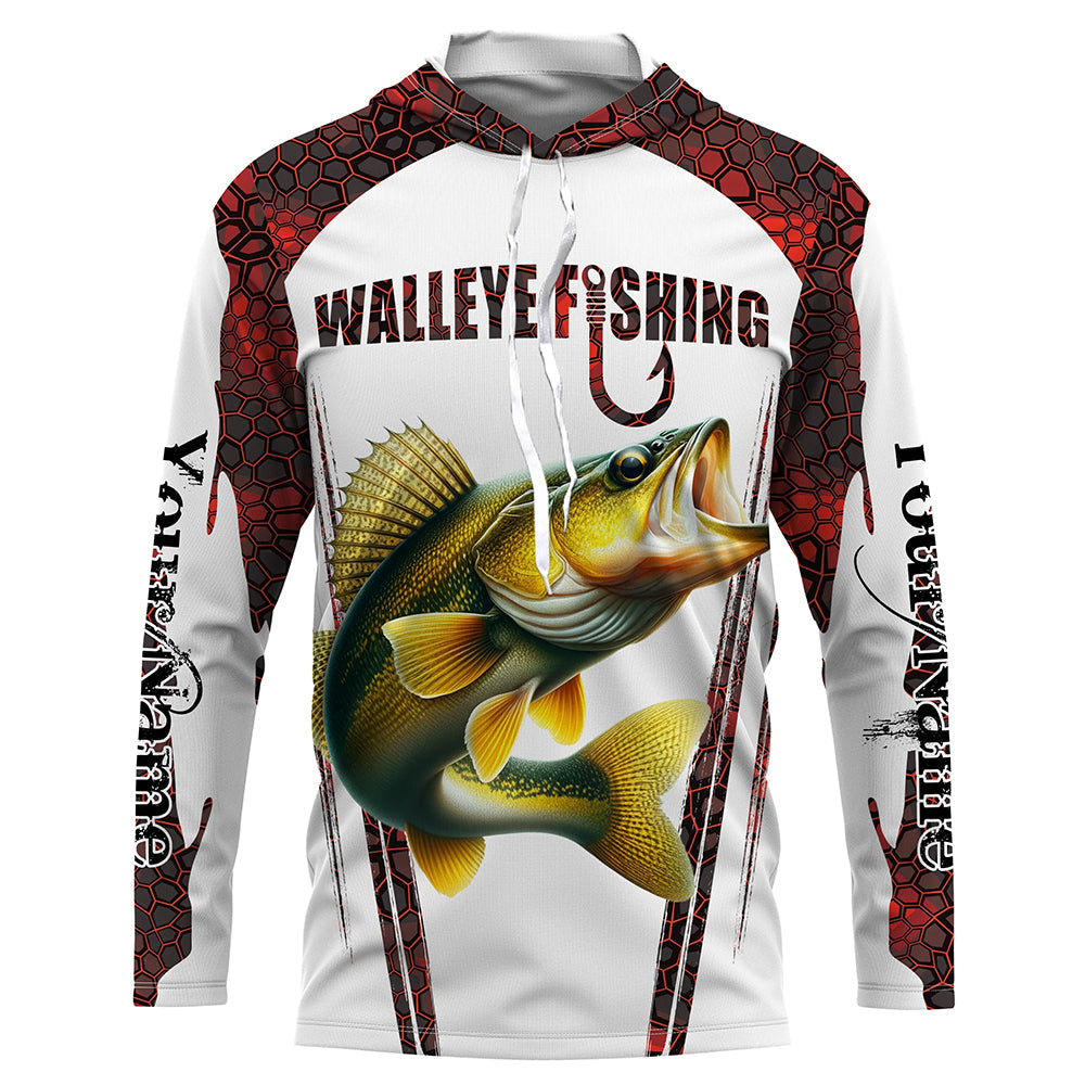 Walleye fishing red camo Custom Funny Fishing UV Protection Gift For Fisherman NQS5128