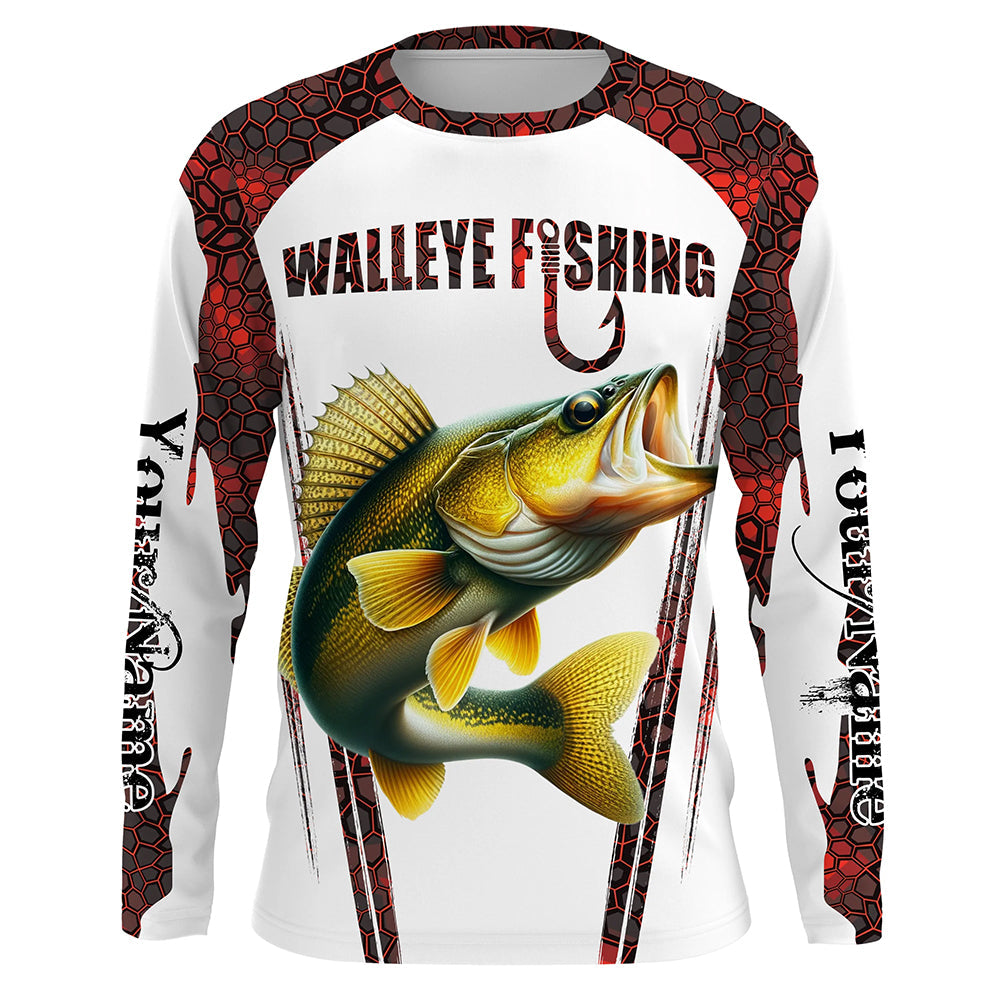 Walleye fishing red camo Custom Funny Fishing UV Protection Gift For Fisherman NQS5128