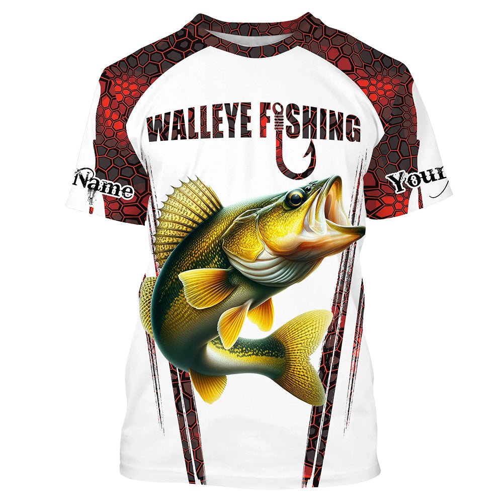 Walleye fishing red camo Custom Funny Fishing UV Protection Gift For Fisherman NQS5128