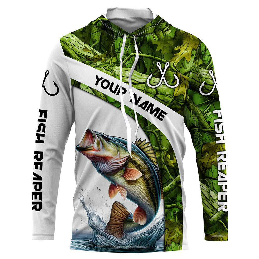 Bass fishing Green Camo UV protection Customized long sleeve fishing, bass tournament NQS5130