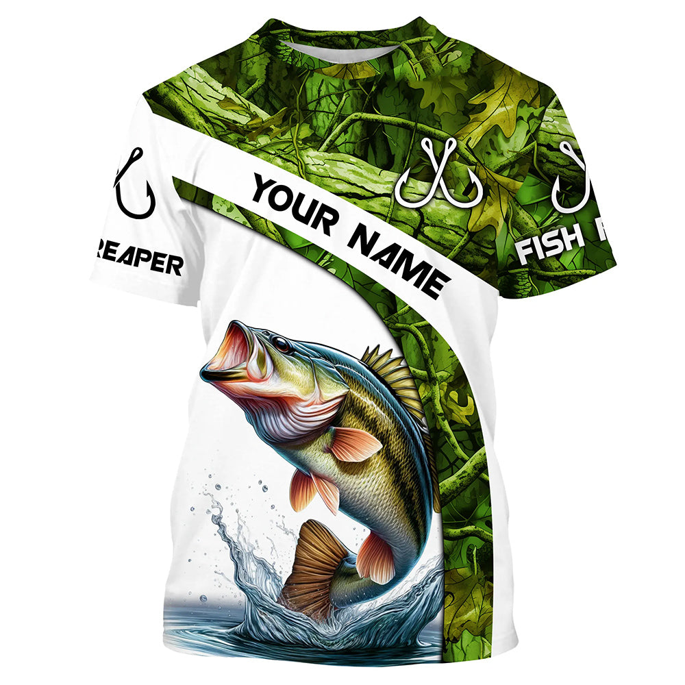 Bass fishing Green Camo UV protection Customized long sleeve fishing, bass tournament NQS5130