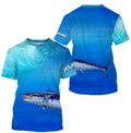 Wahoo fishing scales blue ocean sea wave camo Custom Name sun protection UPF 30+ fishing NQS3413