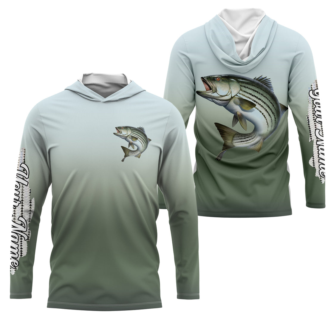 Striped Bass fishing Custom sun protection long sleeve fishing, Striper fishing NQS4050
